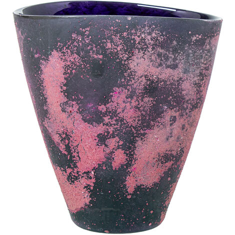 Vase Glass 24 cm Grau/undurchsichtiges Pink 24x14x24cmpour Alle Stile, um dem Haus eine Note zu verleihen