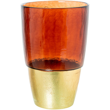 Vase Glass Braun/Golden  ° 19x28,5 cm SocLe: ° 11,5 cmpour alle Stile, um dem Haus eine Note zu verleihen