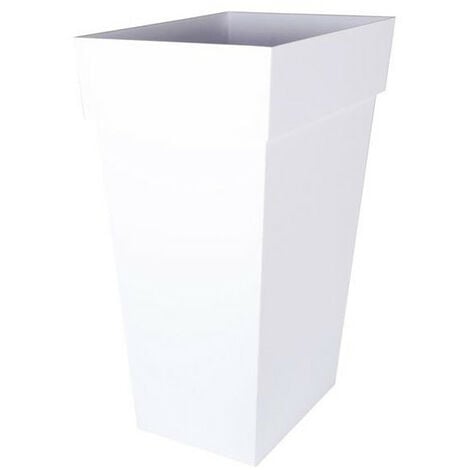 Vase haut carré Toscane XXL Blanc - 43.3x43.3x80cm 98L - EDA Plastiques