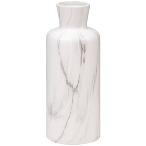 Vase haut en céramique Blanc marbré D 12 x H 30 cm - Atmosphera