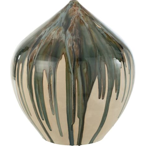 Vase haut peint céramique effet naturel vert élégant - Vert naturel et beige artisanal