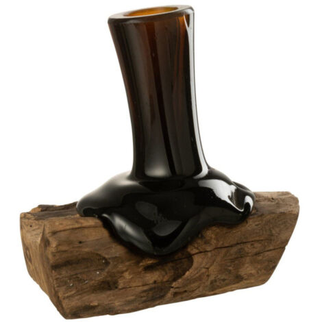 Vase Haut sur Pied "Gamal" 19cm Marron