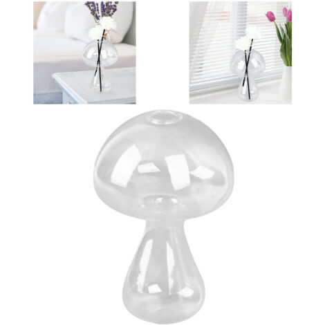 Vase Hydroponic en Verre Transparent Forme Champignon A - Pot à Fleurs Décoratif Élégant pour Plantes d'Intérieur et Décoration de Bureau