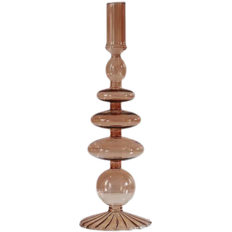 Vase + Hydroponic Glass + 28x2.5x9cm + Brown + Flower Arrangement Candlestick
