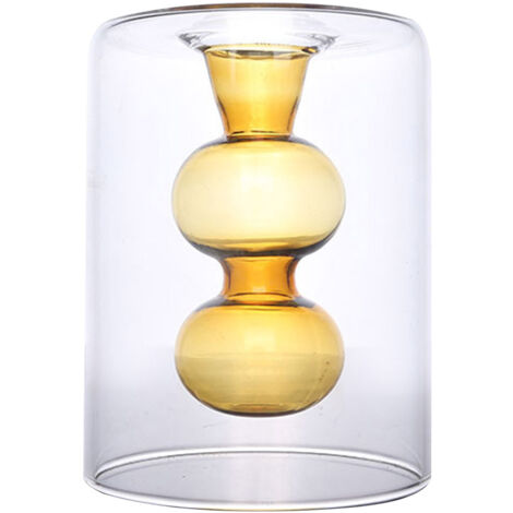 Vase Hydroponic - Propagation Plantes Aromathérapie en Verre, Style 1 Jaune, 8x10.5cm, Unique Design