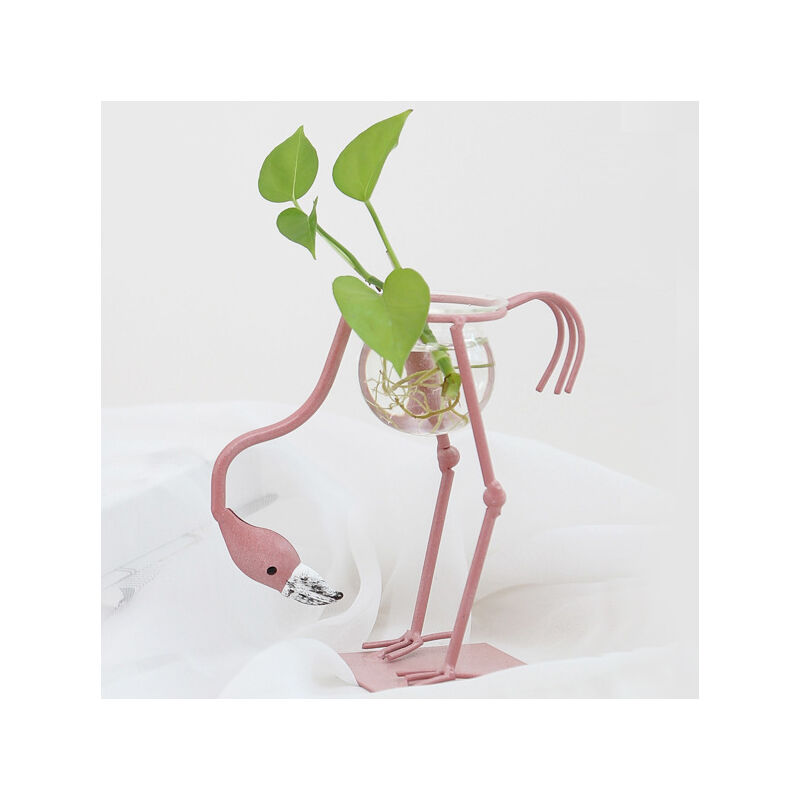 Vase hydroponique, scandinave - motif flamant rose III