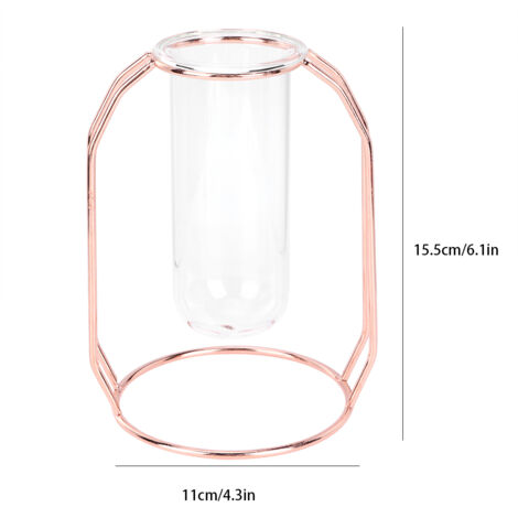 Vase Hydroponique Transparent pour Plantes - Décor de Table Doré Rose