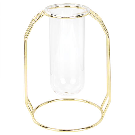 Vase Hydroponique Transparent pour Plantes, Décoration de Table Dorée Maison