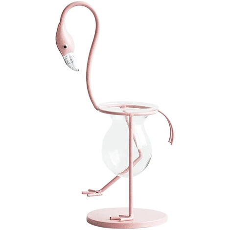 Vase hydroponique, vase en forme de flamant rose, vase en verre créatif, mini vase décoratif en fer forgé en forme de flamant rose pour plantes hydroponiques, décoration pour la maison et le bureau, r