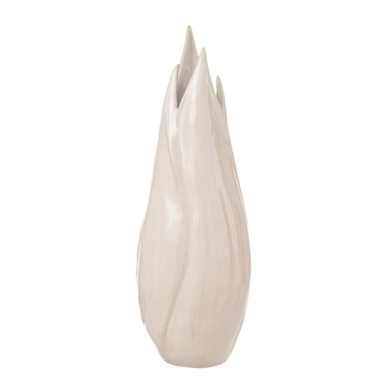Grand vase en céramique blanc et beige 17x17x57 cm