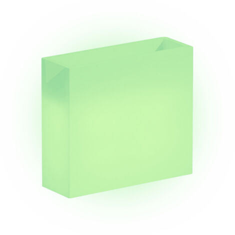 Vase/jardinière design moderne et lumineux, 90x30 cm, H80 cm, en polymère résistant avec LED vertes, pour intérieur et extérieur - Monacis