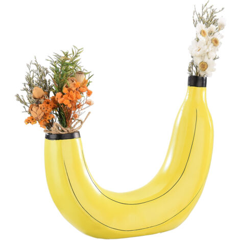 Vase – Kunstharz – Bananenförmige Vase aus hochwertigem Kunstharz – Elegantes Dekorationsobjekt – 21 x 5,5 x 18 cm