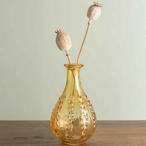 Vase Liseron ambre verre 15x9x9cm