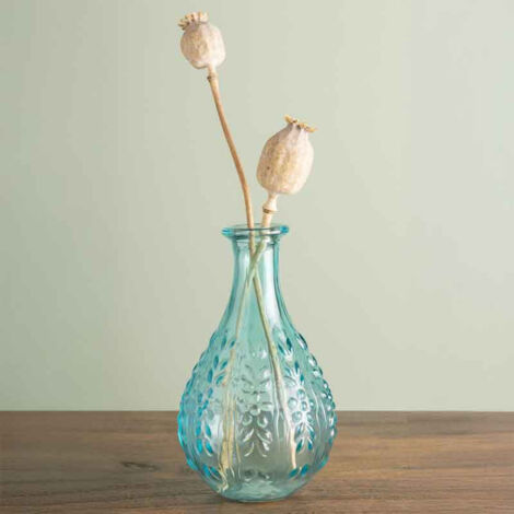 Vase Liseron bleu verre 15x9x9cm