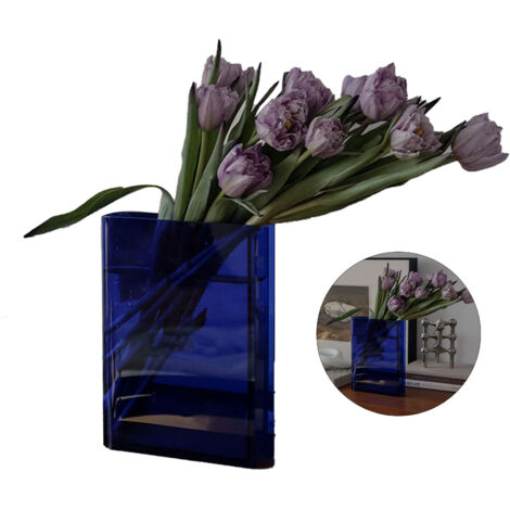Vase Livre pour Fleurs ABS Bleu Décoratif Mode Écrivain Chambre Bureau