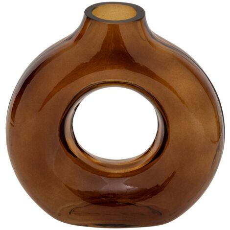 Vase look vintage en verre ambre H 20,5 cm - Atmosphera
