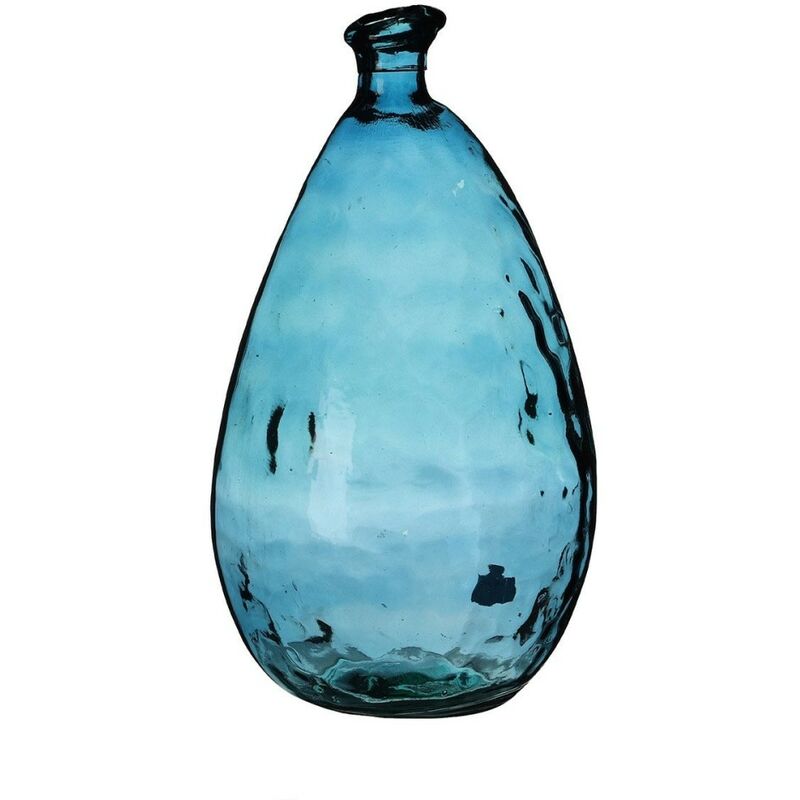 Vase Lou verre recyclé bleu 12L D25 H47