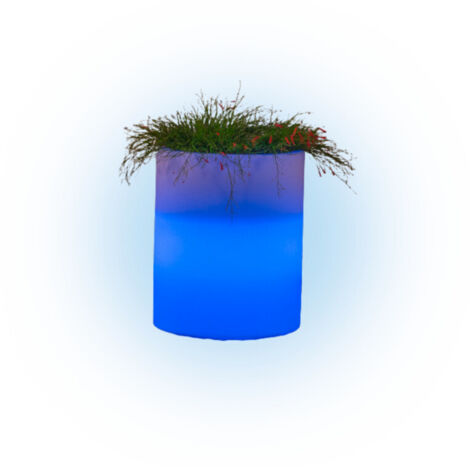 Vase lumineux design moderne Ø40 H50 en polymère résistant avec LED bleue pour intérieur et extérieur - Fabriqué en Italie - Monacis