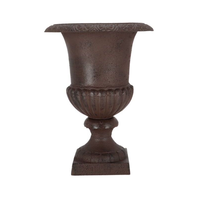 Esschert Design Blumentopf, Übertopf, Französische Vase, Amphore auf Sockel, Größe L, ca. 31 cm x 31 cm x 43 cm