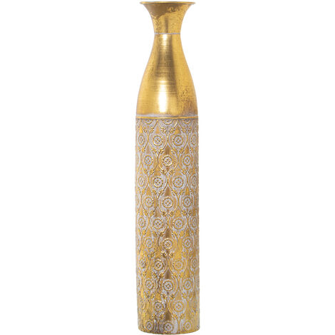 Vase Métal Doré/Blanc °14X71 Cm