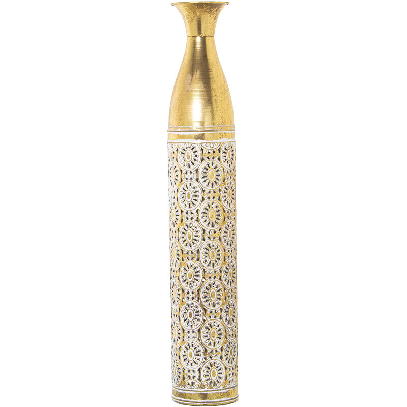 Vase Métal Doré/Blanc °15X82 Cm