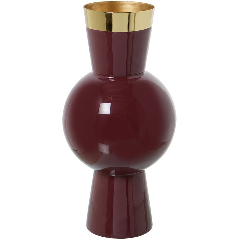 Vase Métal Émaillé Violet/Or °15X32 Cm