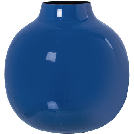 Vase Métal Émaillé Bleu °21X21 Cm