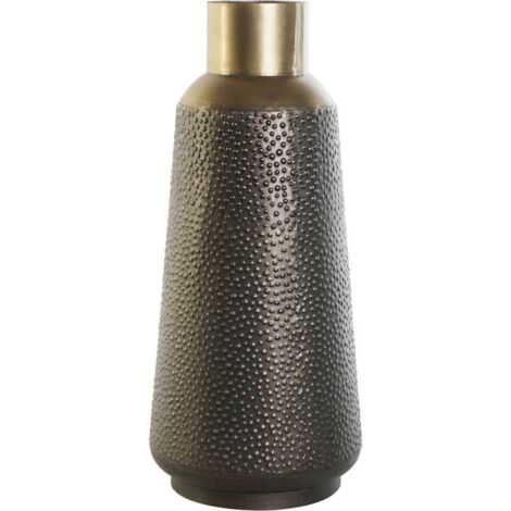 Vase métal gris foncé et doré style moderne élégant - Gris foncé doré