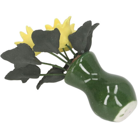 Vase Miniature Tournesol Résine pour Décoration Maison de Poupée 1:12, Accessoire Miniature