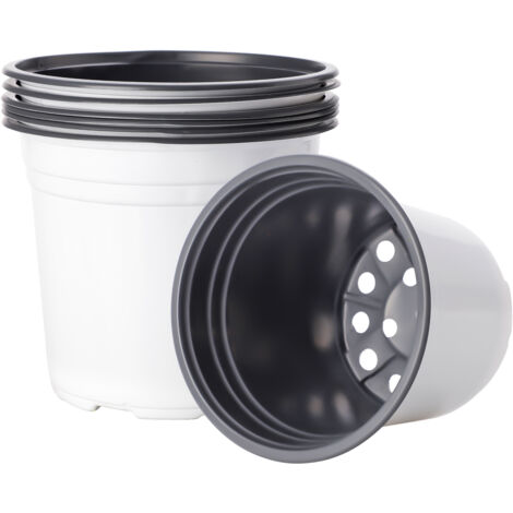 Vase Moderne PP - 6 Pots de Fleurs avec Trou Drainage - Diamètre 20.6cm Hauteur 17.5cm Rouge et Blanc - Idéal Déco Intérieur Plantes Succulentes