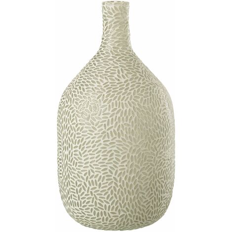 Vase mosaique verre gris/blanc 19x19x36cm - Blanc