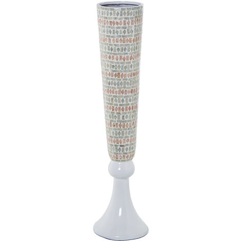 Vase Nacre 91 Cm Pied Résine Blanche °17X91 Cm