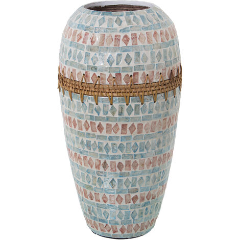 Vase Nacre/Rotin °22X44 Cm Bouche:°12,5 Cm
