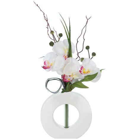 Vase orchidées artificielles blanc vase céramique H44cm - Atmosphera créateur d'intérieur