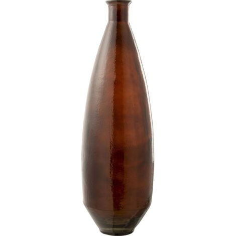Vase ovale en verre marron pour une touche décorative élégante - Marron ambré élégant