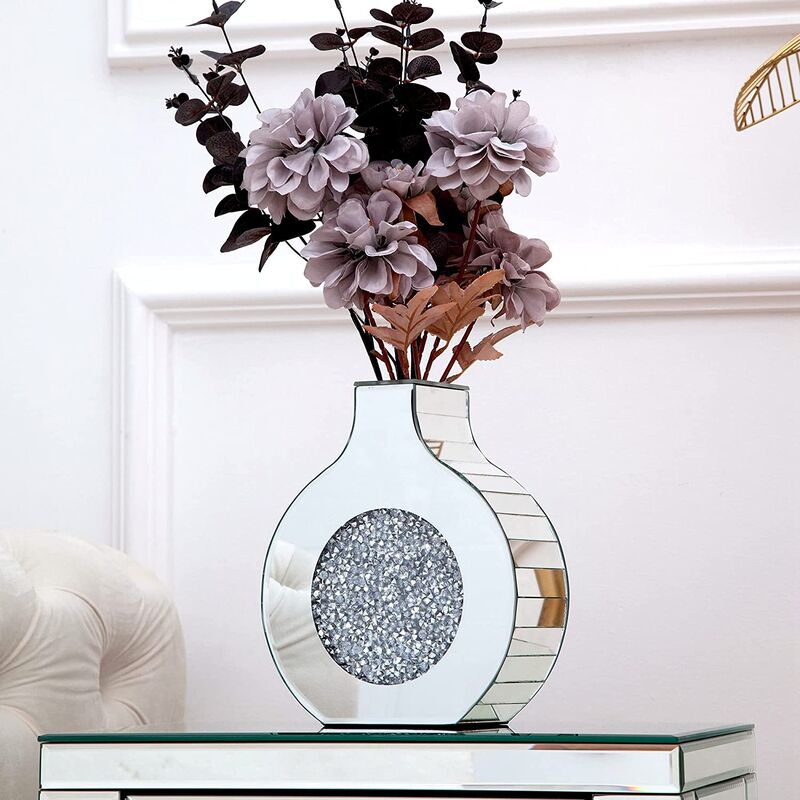 Shyfoy - Vase miroir diamant - argent 23 cm de haut - ne peut pas être rempli d'eau - style moderne et tendance