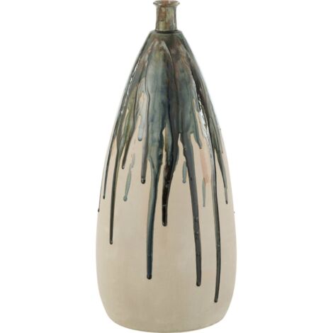Vase peint en céramique naturel et vert décoration élégante - Vert effet peint naturel