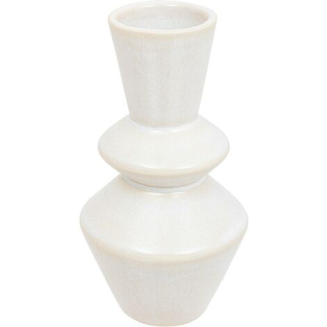 Vase Petit Soliflore en céramique émaillée Blanche H 14 cm - Atmosphera