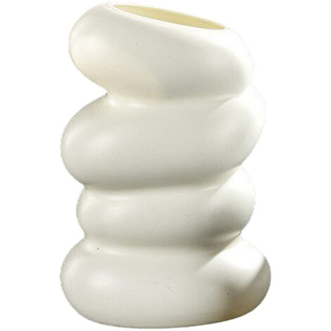 Vase Plastique 2Pièces Style Nordique Décoratif Spirale Conteneur Floral Créatif Pour Fleurs Sèches et Fraîches Imitation Porcelaine Blanche