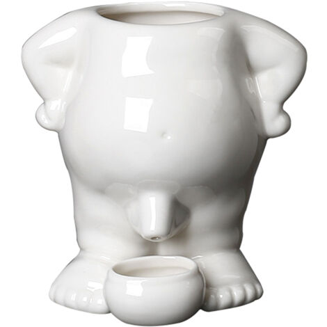 Vase pour succulentes céramique Potsu Manneken Pis cartonné, Petit pot de cactus décoratif de bureau en blanc