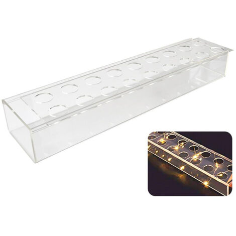 Vase Rectangulaire Claire en Acrylique Lumineux Bas à Fleurs Long pour Décor de Table Salon Centre Grand