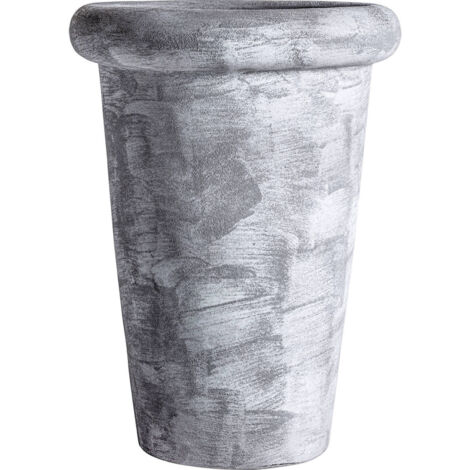Vase rond contemporain en céramique grise décoration élégante - Gris céramique contemporain