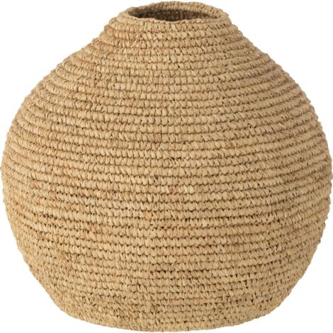 Vase rond en herbe naturelle charme authentique pour votre intérieur - Beige naturel tressé