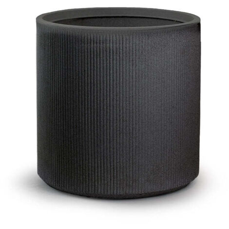 Vase rond en résine design cylindrique pour plantes d'intérieur et d'extérieur d.36x35h Modigliani Gris