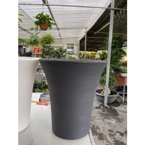 Vase rond en résine 'Mimosa' d'une hauteur de 50 cm ELBI - Couleurs : Gris industriel - Colori: Antracite