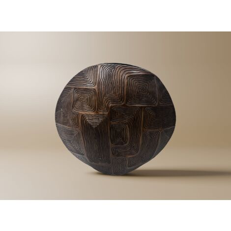 Vase rond en résine noir et marron H34 cm ARBORA