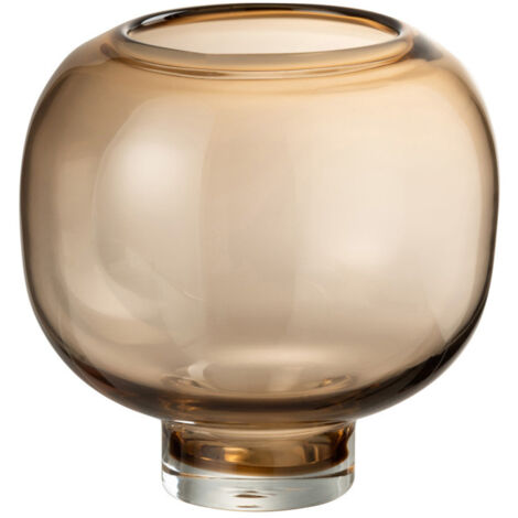 Vase Rond en Verre "Pied" 20cm Marron