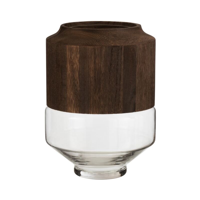 Jolipa - Vase cylindrique en bois et en verre marron 23x23x31 cm