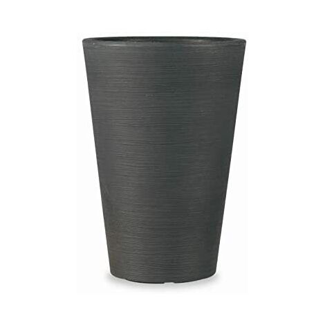 Vase rond haut en résine "Lilium" H 76cm ELBI moderne effet rayé - Couleur : Blanc - Colore: Antracite