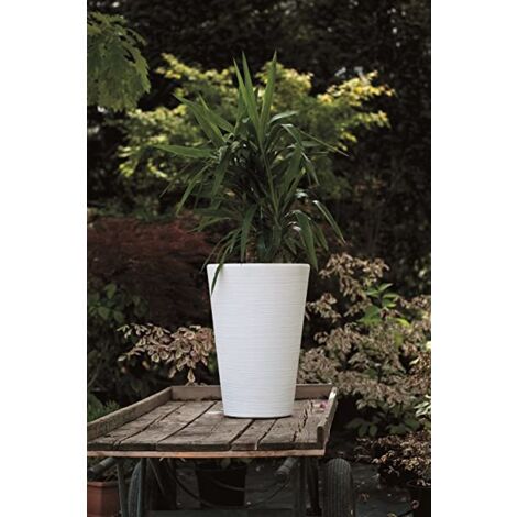 Vase rond haut en résine "Lilium" H 76cm ELBI moderne effet rayé - Couleur : Blanc - Colore: Bianco